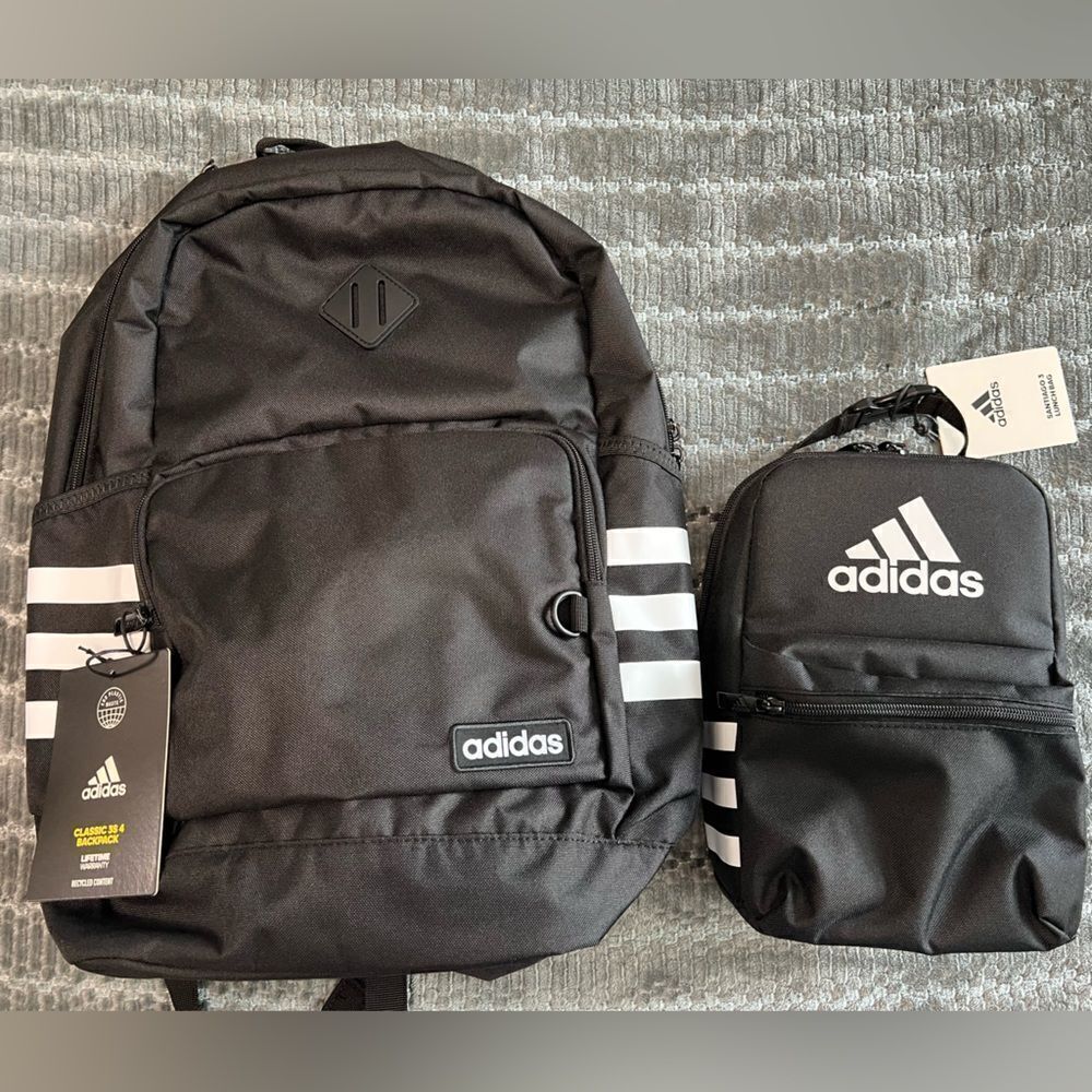 Adidas Classic 3-Stripes 5 Backpack and Santiago 3 Lunch Bag Set